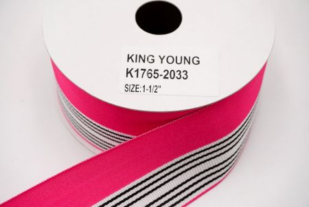 Élénk rózsaszín-félig fehér szatén tervezésű szalag_K1765-2033